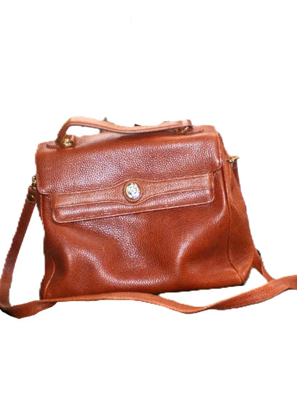 VTG Liz Claiborne Genuine Pebbled Leather Satchel Top Handle Crossbody Bag